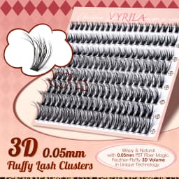 VYRILA Cluster Lashes Fluffy Soft And Easy String False Eyelashes 0.1mm Ultra-thin Band Natural Eyelash Extension Bundle Makeup