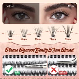 VYRILA Cluster Lashes Fluffy Soft And Easy String False Eyelashes 0.1mm Ultra-thin Band Natural Eyelash Extension Bundle Makeup