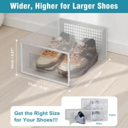 12-Pack Shoe Storage Boxes Stackable Foldable Space Saving Organizer Transparent With Lid Multi-Layer Shoe Rack Entryway Closet
