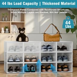 12-Pack Shoe Storage Boxes Stackable Foldable Space Saving Organizer Transparent With Lid Multi-Layer Shoe Rack Entryway Closet
