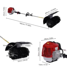 52cc 2 Stroke Gas Power Brush Broom, Handheld Power Cleaner Sweeper Grass Sweeper Cleaning Tool, for Grooming Lawns On Farms