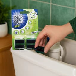 Max Flush Cube Toilet Cleaner 2x50g, Forest Scented with Foaming Action for Fresh and Hygienic Bathroom Use
