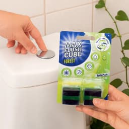 Max Flush Cube Toilet Cleaner 2x50g, Forest Scented with Foaming Action for Fresh and Hygienic Bathroom Use