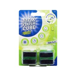 Max Flush Cube Toilet Cleaner 2x50g, Forest Scented with Foaming Action for Fresh and Hygienic Bathroom Use