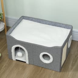 PawHut Cat Cave with Fluffy Ball and Scratch Pad for Indoor Pets