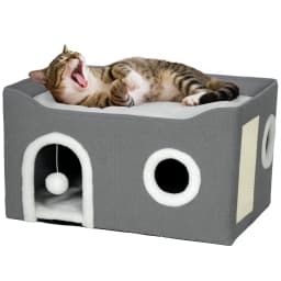 PawHut Cat Cave with Fluffy Ball and Scratch Pad for Indoor Pets