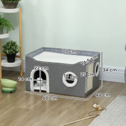 PawHut Cat Cave with Fluffy Ball and Scratch Pad for Indoor Pets
