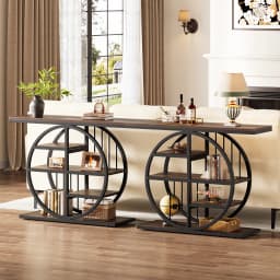 Tribesigns 39" Entryway Console Table with Circle Base and Storage Shelves for Living Room, Hallway, Foyer