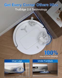 ECOVACS DEEBOT T50 PRO OMNI Robot Vacuum Cleaner Extend Side Brush and Mop 15,000Pa 75℃ Hot Water Mop Washing AIVI 3D 3.0, White
