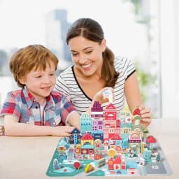 City Building Blocks Educational Kids Stacking Blocks Portable Scene Bricks Set Cute Assembly Toys Enhance for Develop Hands-On