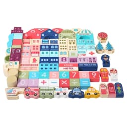 City Building Blocks Educational Kids Stacking Blocks Portable Scene Bricks Set Cute Assembly Toys Enhance for Develop Hands-On