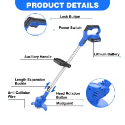 21V Cordless Weed Wacker,Battery Powered Weed Wacker 3 in 1 Rechargeable Weed Wacker Electric for Lawn Garden Yard,Blue