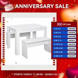 HOMCOM 3 Pcs Modern Dining Table Set w/ Table 2 Bench Seats Compact Kitchen Home
