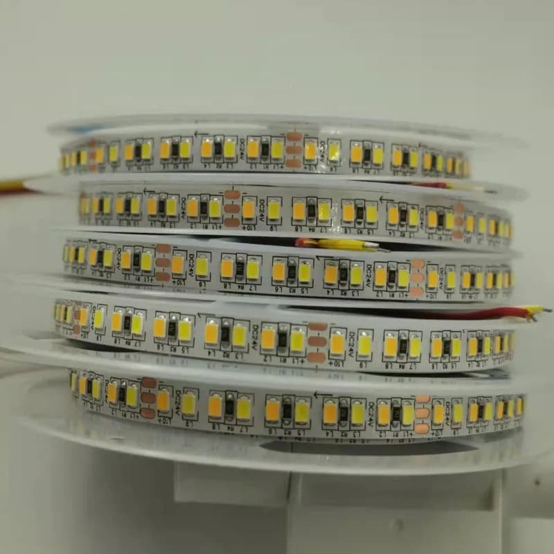 DC12V/24V SMD 2835 CCT Dual White Dimmable LED Strip Light WW CW Color Temperature Adjustable Flexible LED Tape Ribbon 5m
