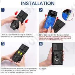Case For Samsung Galaxy S25 S24 S23 S22 S21 Ultra Plus S20 FE A55 A35 A54 A14 4G 5G Slide Camera Card Holder 360° Ring Cover