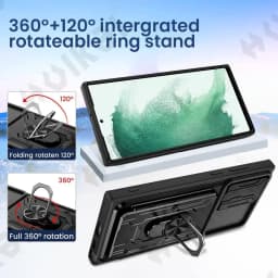 Case For Samsung Galaxy S25 S24 S23 S22 S21 Ultra Plus S20 FE A55 A35 A54 A14 4G 5G Slide Camera Card Holder 360° Ring Cover