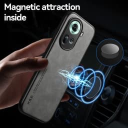 Reno11F 5G Case Built in Metal Plate Magnetic Car Holder Leather Phone Cases For OPPO Reno11 F Reno 11F 11 F 5G Back Soft Cover