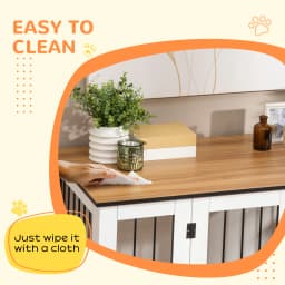 PawHut Dog Crate Furniture End Table w/ Lockable Door, for Large Dogs - White