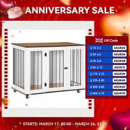 PawHut Dog Crate Furniture End Table w/ Lockable Door, for Large Dogs - White