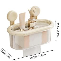 Suction Cup Tissue Box Large Capacity Wipes Holder No-Drilling Paper Towel Dispenser Multifunctional Bathroom Organizer Space