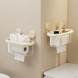 Suction Cup Tissue Box Large Capacity Wipes Holder No-Drilling Paper Towel Dispenser Multifunctional Bathroom Organizer Space