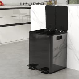 HOMCOM 2 x 20L Dual Kitchen Bin Pedal Bin for Recycling and Waste