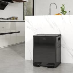 HOMCOM 2 x 20L Dual Kitchen Bin Pedal Bin for Recycling and Waste