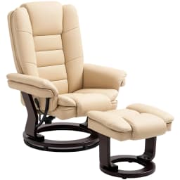 HOMCOM Swivel Manual Recliner and Footrest Set PU Leather Lounge Chair