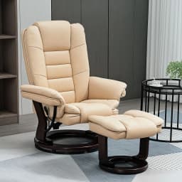 HOMCOM Swivel Manual Recliner and Footrest Set PU Leather Lounge Chair