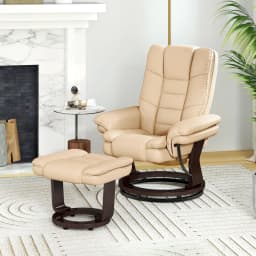 HOMCOM Swivel Manual Recliner and Footrest Set PU Leather Lounge Chair