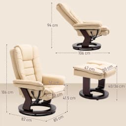 HOMCOM Swivel Manual Recliner and Footrest Set PU Leather Lounge Chair