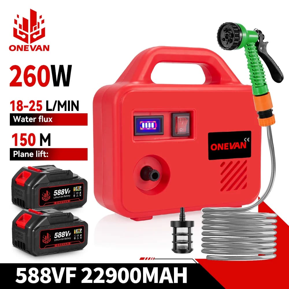 ONEVAN 260W Electric Pumping Water Pump Machine 150M Cordless Rechargeable Garden Washer Power Tool For Makita 18V Battery Pin