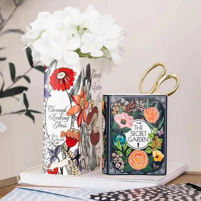 Ceramic Book Vase Pride and Prejudice Cute Bookshelf Decor Unique Gift for Book Lovers Home Interior Wall Shelf Decoration House