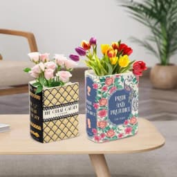 Ceramic Book Vase Pride and Prejudice Cute Bookshelf Decor Unique Gift for Book Lovers Home Interior Wall Shelf Decoration House