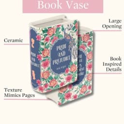 Ceramic Book Vase Pride and Prejudice Cute Bookshelf Decor Unique Gift for Book Lovers Home Interior Wall Shelf Decoration House