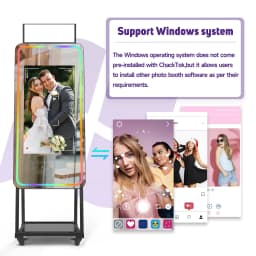 MWE Magic Mirror Photo Booth Machine Touch Screen with 1200W Pixel 4K HD Camera,RGB Surround Light Music Sync,Professional