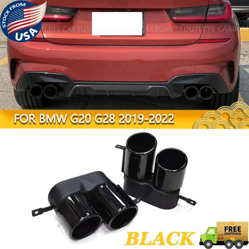 Exhaust Tips Tailpipes for BMW 3 Series G20 G21 G28 330i M340i Rear Diffuser Dual Outlet M Performance Muffler Tip Nozzle