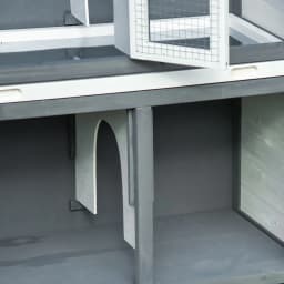 PawHut Two-Tier Wooden Rabbit Hutch w/ Openable Roof, Slide-Out Tray, Ramp