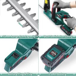 20V Cordless Hedge Trimmer Pruning Shear Garden Tool Set 2.0Ah Battery Cutting Length 520MM Tooth Spacing 15MM POSENPRO