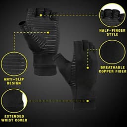 Copper Compression Gloves Anti Arthritis Fingerless Hand Support Pain Relief UK