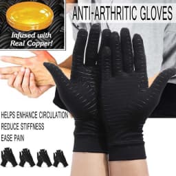 Copper Compression Gloves Anti Arthritis Fingerless Hand Support Pain Relief UK