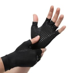 Copper Compression Gloves Anti Arthritis Fingerless Hand Support Pain Relief UK