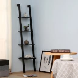 【Lifeideas】4-Tier Wooden Wall Ladder Shelf Black