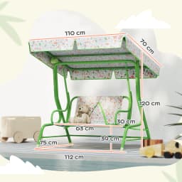 AIYAPLAY Kids Garden Swing Chair, Swing Seat with Adjustable Canopy, Green