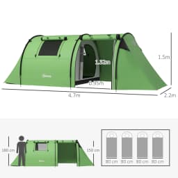 Outsunny 3-4 Man Camping Tent, Large Family Tent with Bedroom and Living Room, 3000mm Waterproof, Portable with Bag