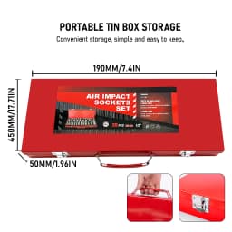 35PCS 1/2 Inch Drive Deep Impact Socket Tool Set 8-32mm Wall Spindle Axle Nut Garage Repair Tool with Red Box