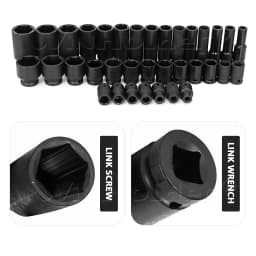 35PCS 1/2 Inch Drive Deep Impact Socket Tool Set 8-32mm Wall Spindle Axle Nut Garage Repair Tool with Red Box