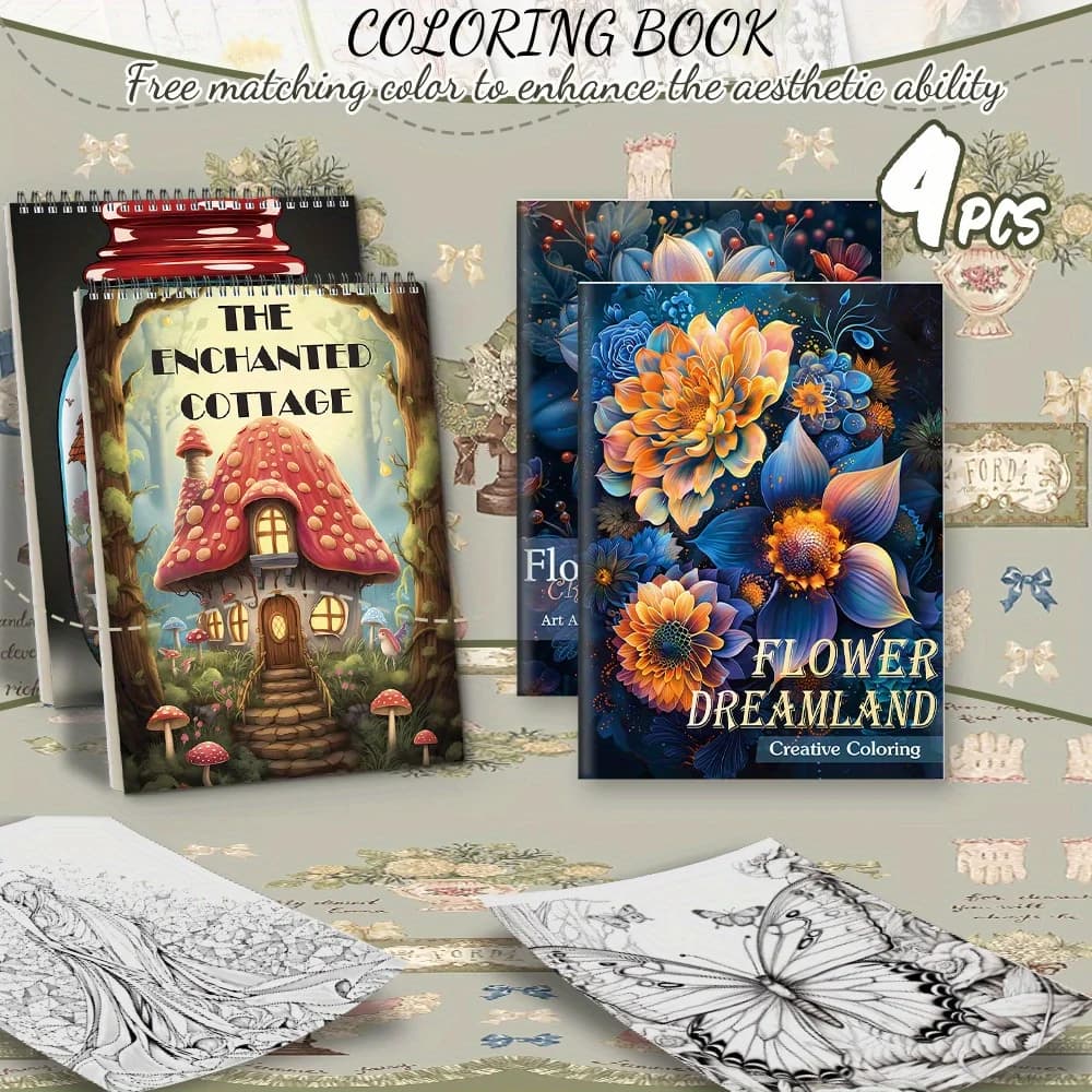 4 new YO circle, mandala and magic theme coloring book, paper upgrade and thickening, cover design unique creative, exquisite st