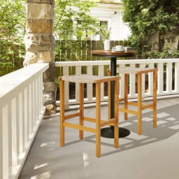 GOFLAME Set of 2 Outdoor Bar Stools 76cm Bar Height Chairs Patio High Stools Set