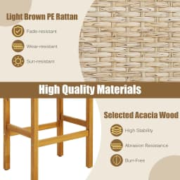 GOFLAME Set of 2 Outdoor Bar Stools 76cm Bar Height Chairs Patio High Stools Set